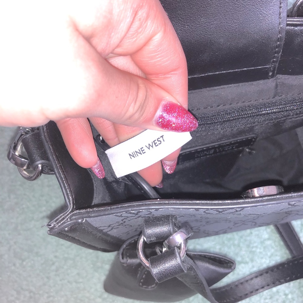 Cute Nine West Black Mini Tote Bag with Charm - Picture 15 of 16